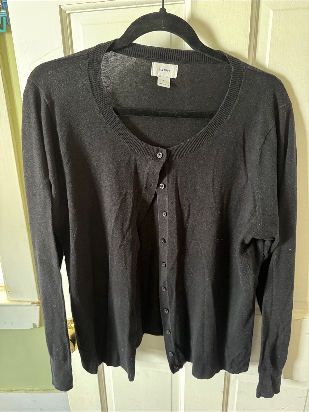 Old Navy Black Button-Front Crewneck Cardigan